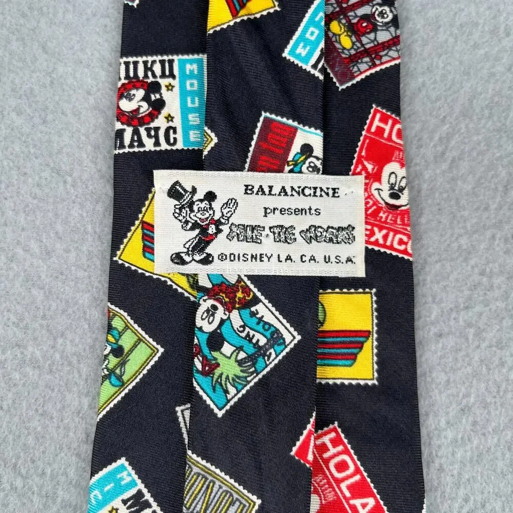 Balancine Disney The Tie Works Necktie Black Mickey All Over Made In USA Mens